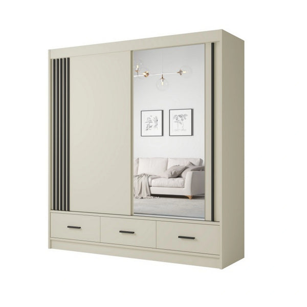 Dulap CANADA CA34-200, casmir/negru, PAL, cu 2 usi si 3 sertare, 200x60x215 cm