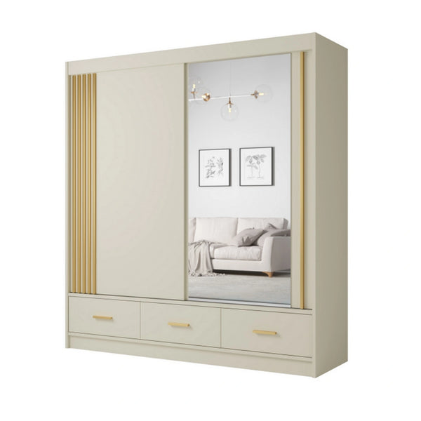 Dulap CANADA CA35-200, casmir/auriu, PAL, cu 2 usi si 3 sertare, 200x60x215 cm