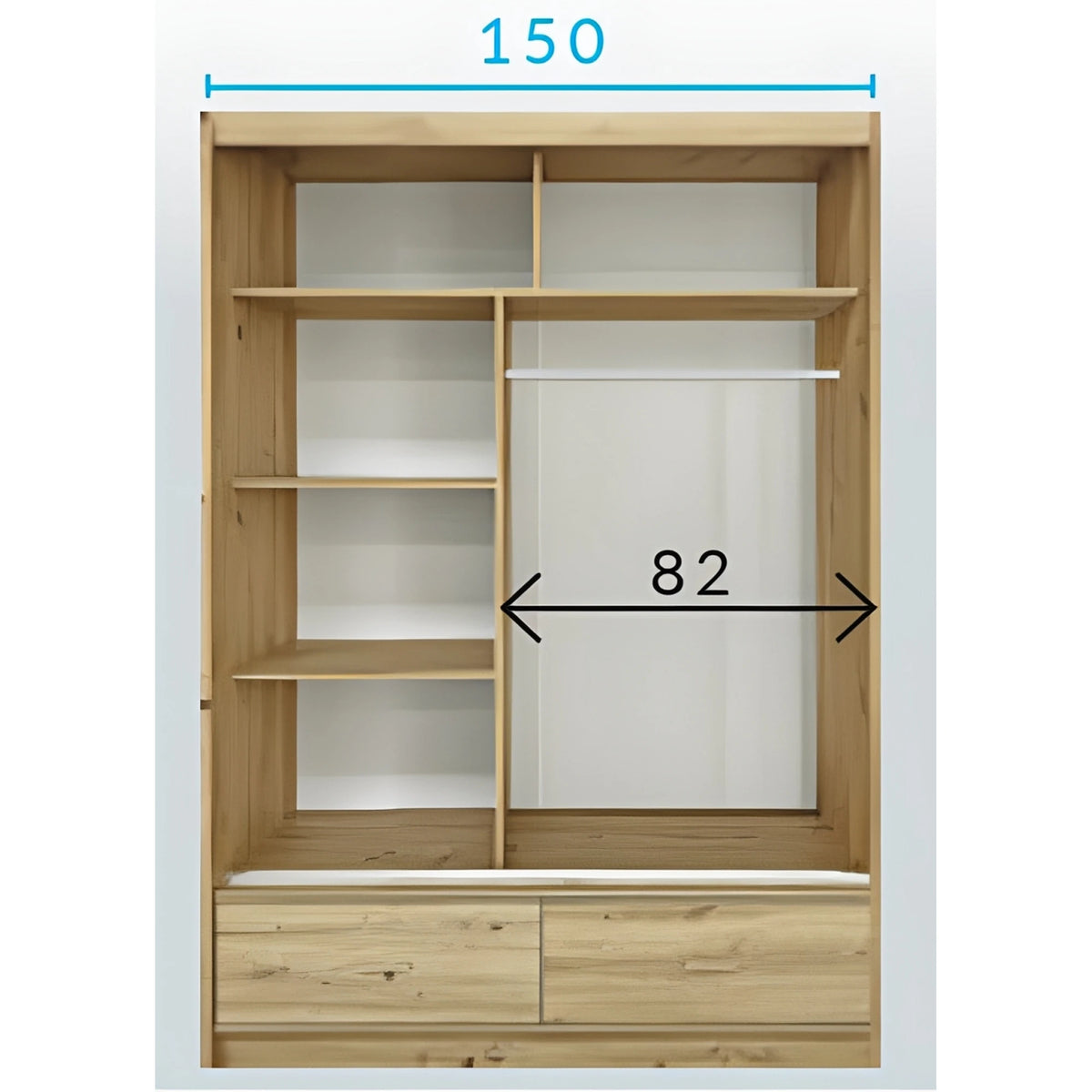 Dulap CANADA CA34-150, casmir/negru, PAL, cu 2 usi si 2 sertare, 150x60x215 cm