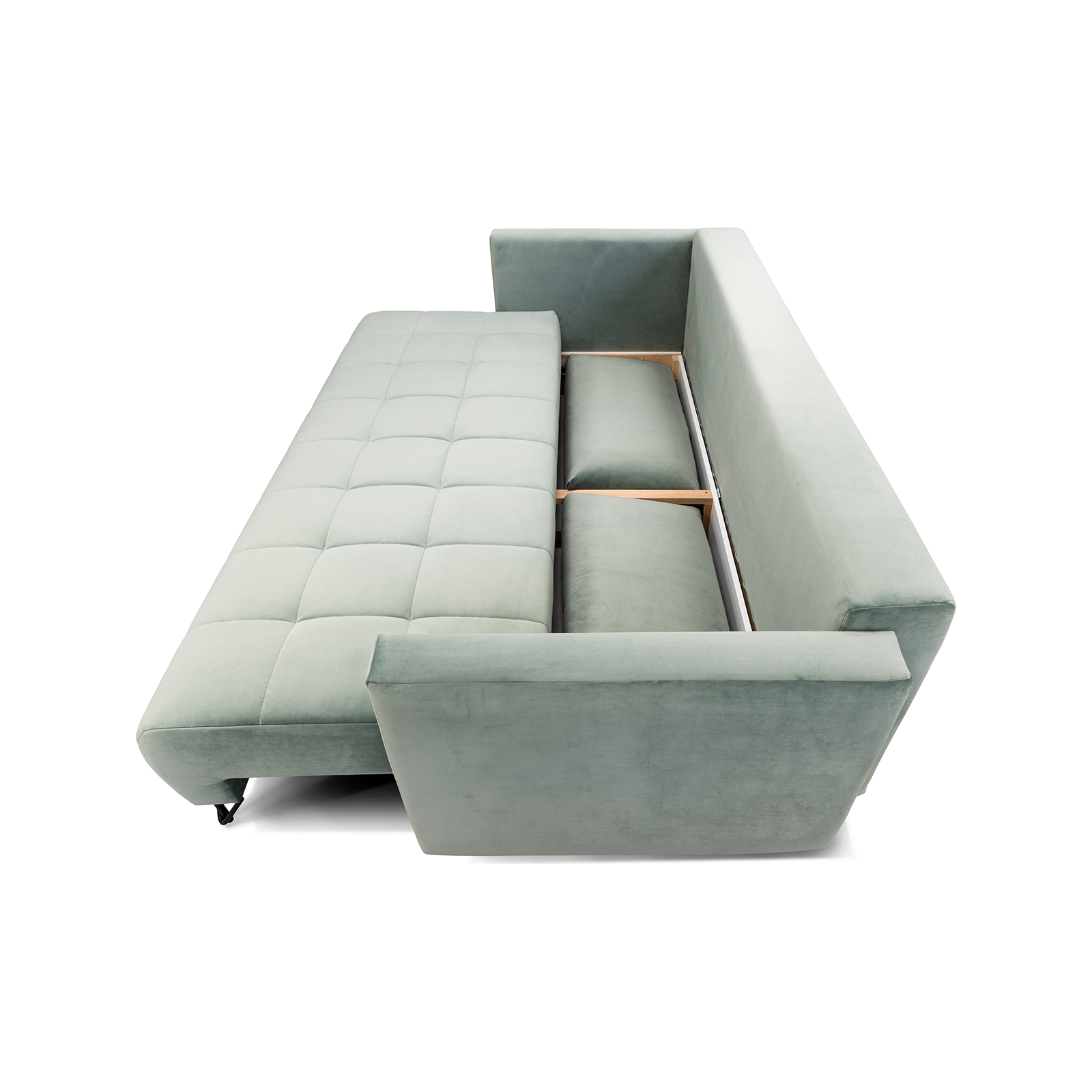 Canapea extensibila Aldo, stofa catifelata gri - Monolith 84, cu lada depozitare, 227x106x92 cm
