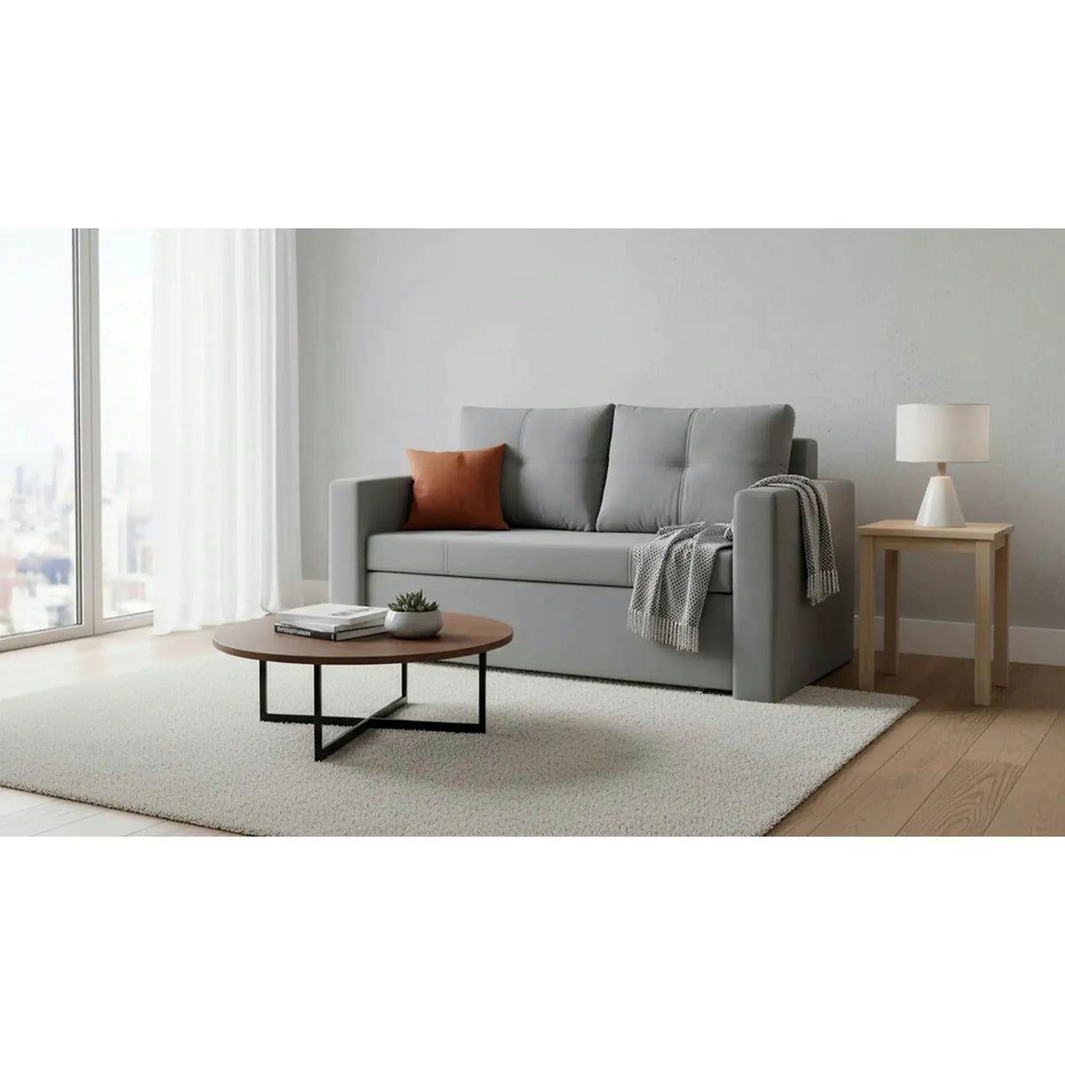 Canapea BUNIO III, stofa clasica gri - Manila 16, 147x88x86 cm