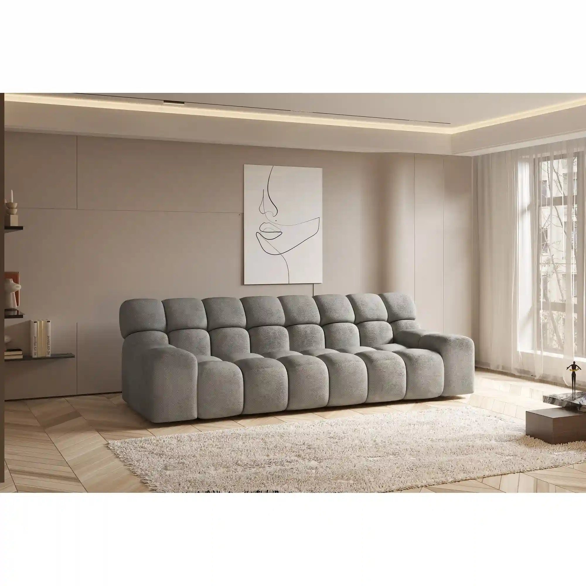 Canapea CAMPILE, stofa bej - Perfect Harmony 02, Gama Premium, 288x119x85 cm