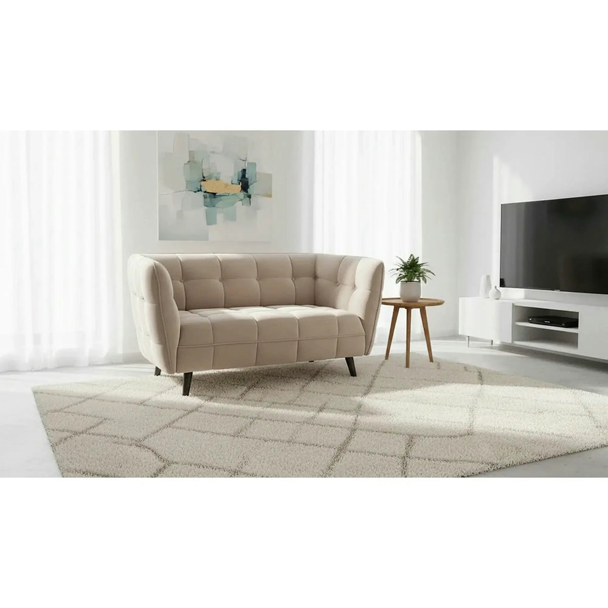 Canapea CASTELLO 2, bej - Bluvel 28, catifea bej, 145x85x78 cm