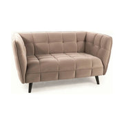 Canapea CASTELLO 2, bej/wenge, stofa catifelata/lemn, 145x85x78 cm