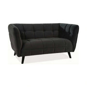 Canapea CASTELLO 2, negru - Bluvel 19, stofa catifelata/lemn, 145x85x78 cm