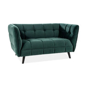 Canapea CASTELLO 2, verde - Bluvel 78, stofa catifelata/lemn, 145x85x78 cm