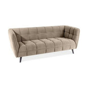 Canapea CASTELLO 3, bej/wenge, stofa catifelata/lemn, 200x85x78 cm