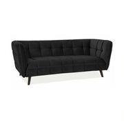 Canapea CASTELLO 3, negru/wenge,  stofa catifelata/lemn/PAL, 200x85x78 cm