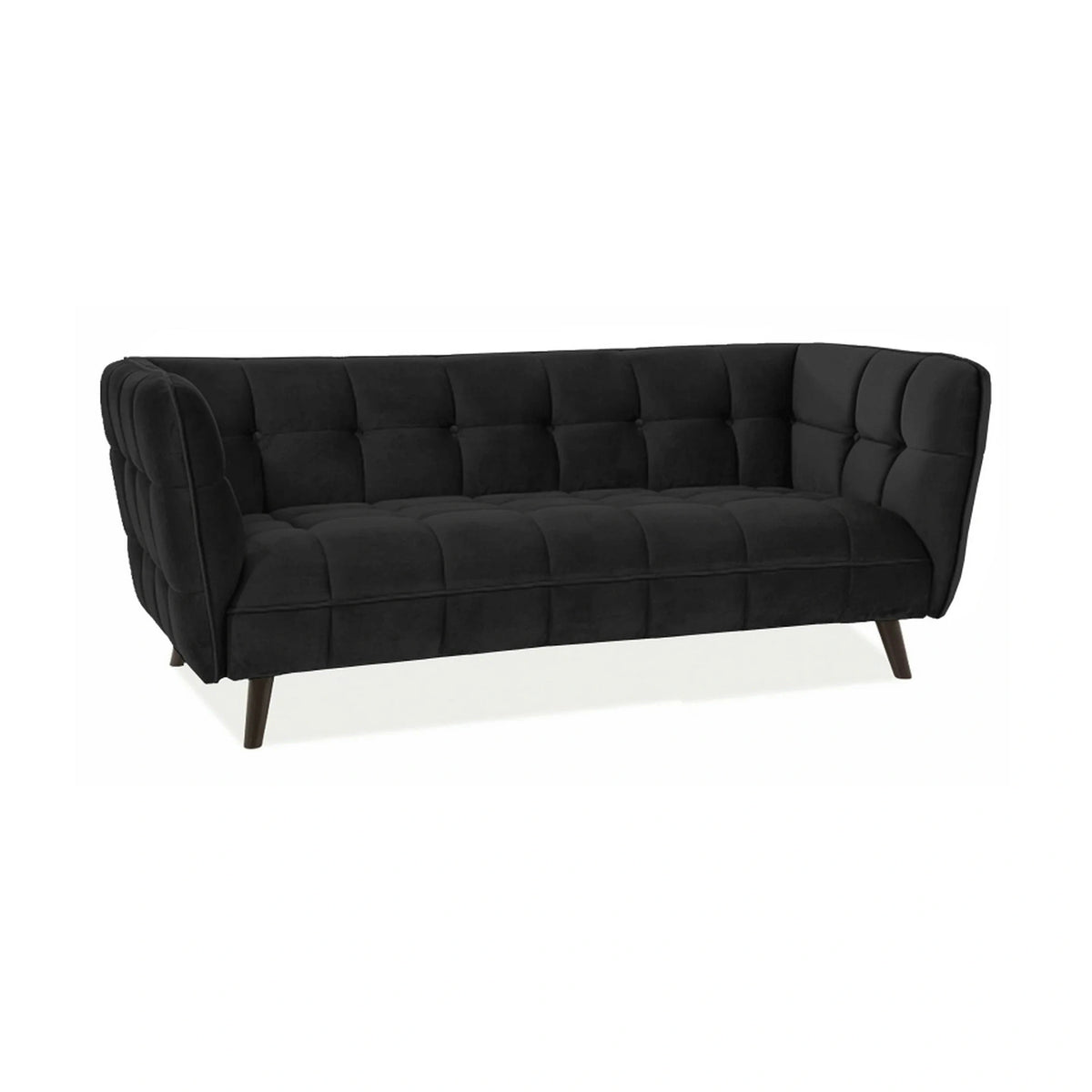 Canapea CASTELLO 3, negru/wenge,  stofa catifelata/lemn/PAL, 200x85x78 cm