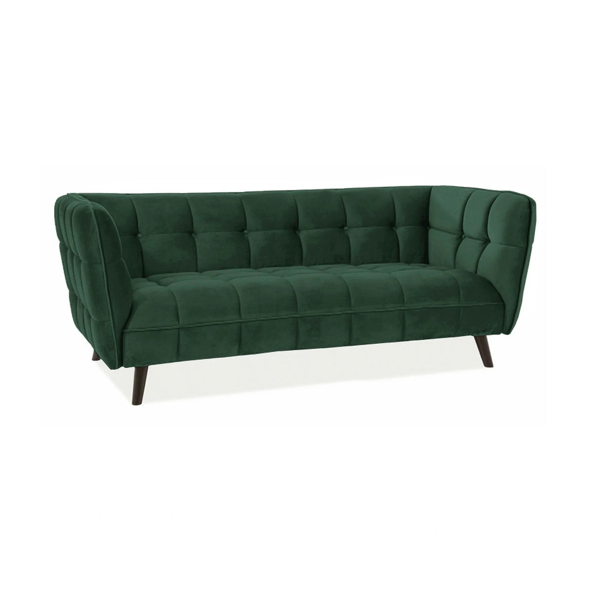 Canapea CASTELLO 3, verde/wenge, stofa catifelata/lemn/PAL, 200x85x78 cm