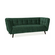 Canapea CASTELLO 3, verde/wenge, stofa catifelata/lemn/PAL, 200x85x78 cm