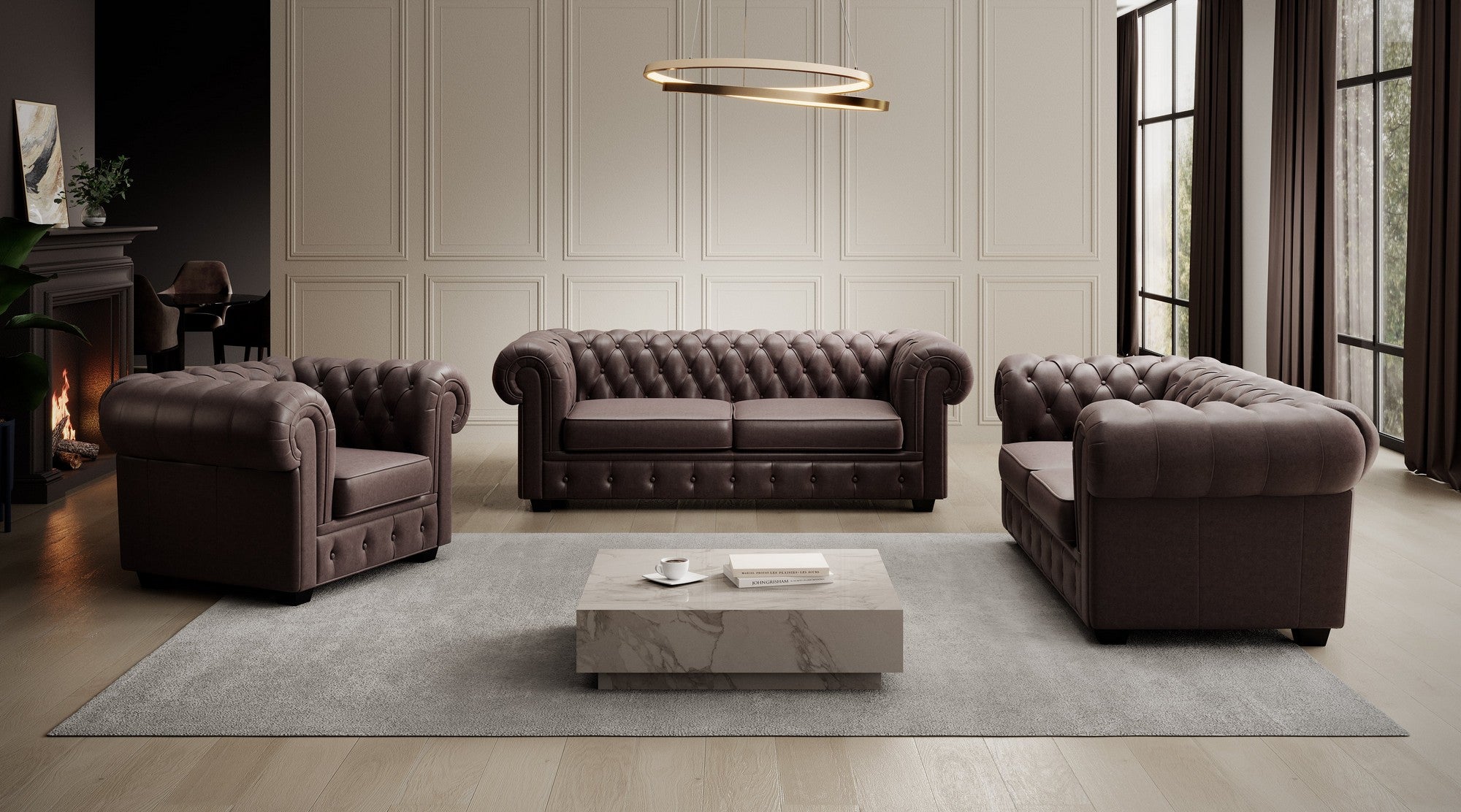 Canapea CHESTERFIELD 3, personalizabil materiale Gama Premium, 206x96x77 cm