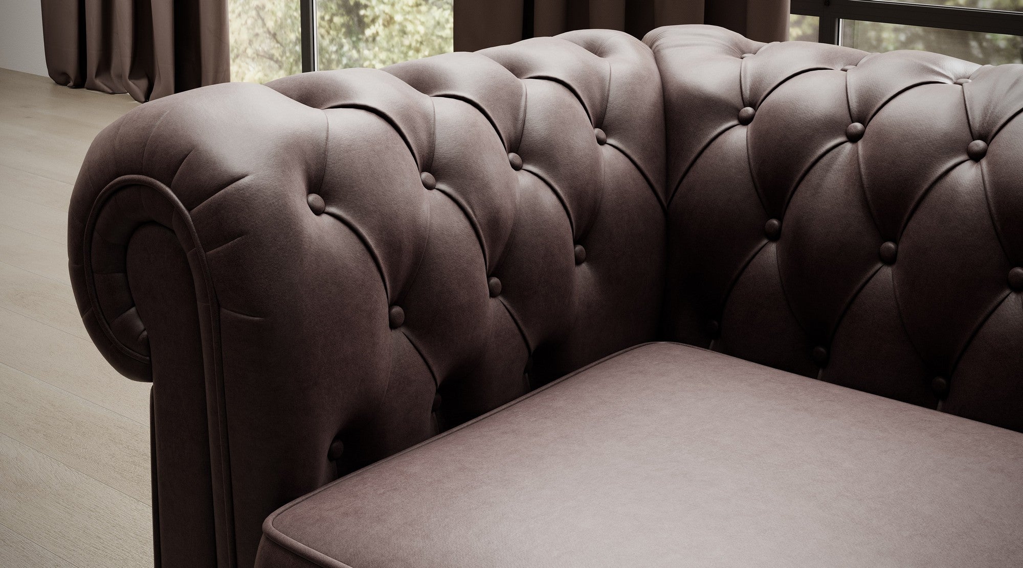 Canapea CHESTERFIELD 3, personalizabil materiale Gama Premium, 206x96x77 cm