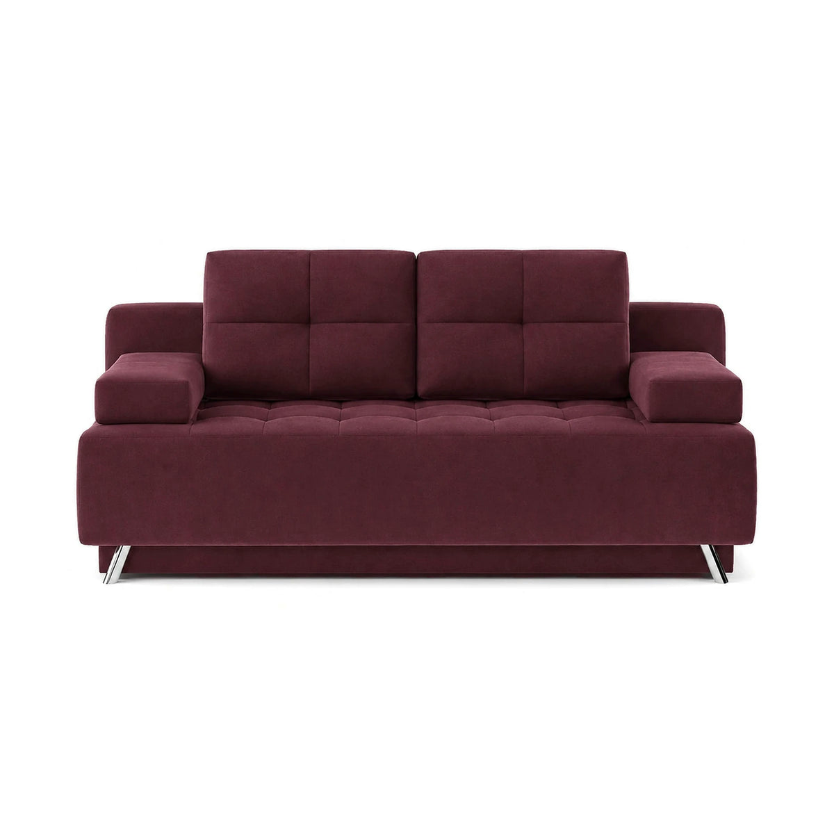 Canapea dubla extensibila OSLO, stofa catifelata visiniu - Monolith 69, cu lada depozitare, 197x94x90 cm