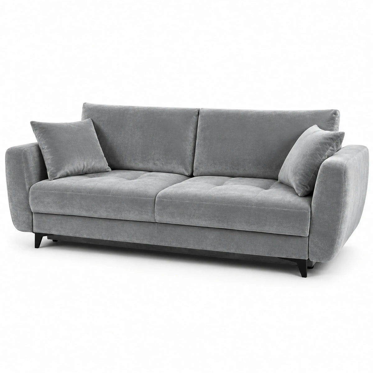 Canapea extensibila 3 persoane KARISA, stofa catifelata gri - Monolith 85, cu lada depozitare, 241x113x91 cm