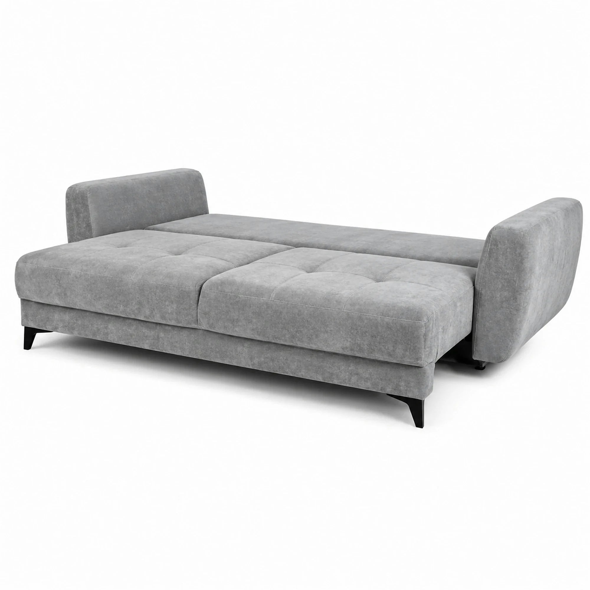 Canapea extensibila 3 persoane KARISA, stofa catifelata gri - Monolith 85, cu lada depozitare, 241x113x91 cm