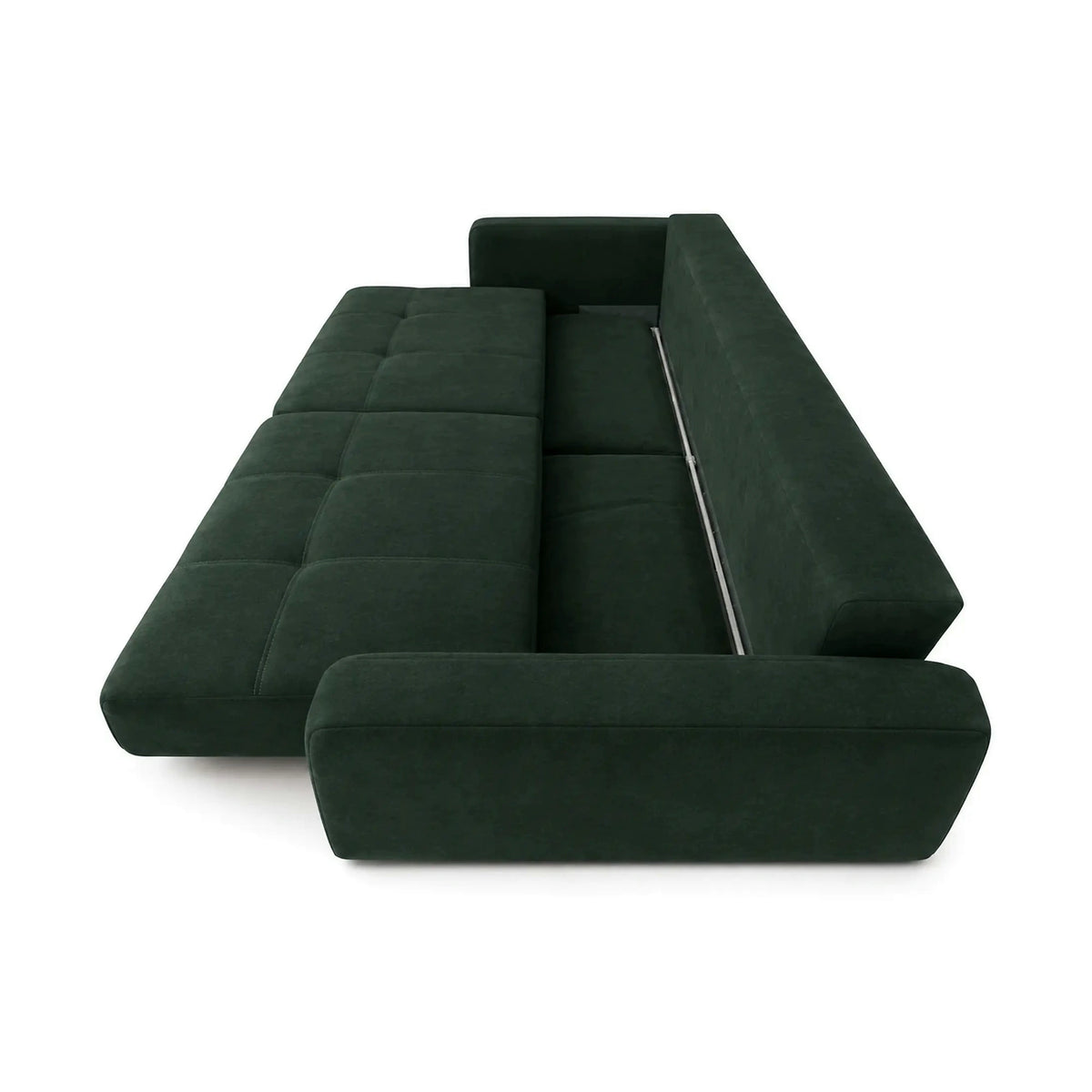 Canapea extensibila 3 persoane KARISA, stofa verde inchis - Element 12, cu spatiu depozitare, 241x113x91 cm