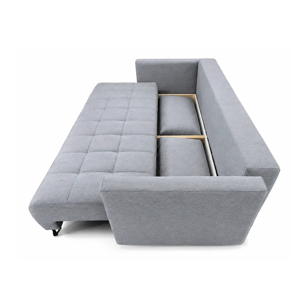 Canapea extensibila ALDO 3L, stofa catifelata gri - Monolith 84, cu lada depozitare, 227x102x87 cm