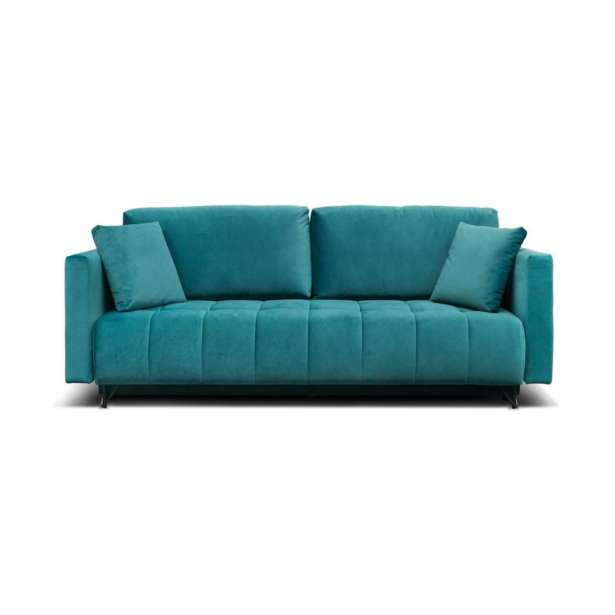Canapea extensibila ALDO 3L, stofa catifelata turcoaz - Piano 10, cu spatiu depozitare, 227x106/145x92 cm
