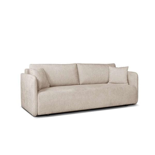Canapea extensibila Allen, stofa catifelata crem - Monolith 02, cu lada depozitare, 217x98x92 cm