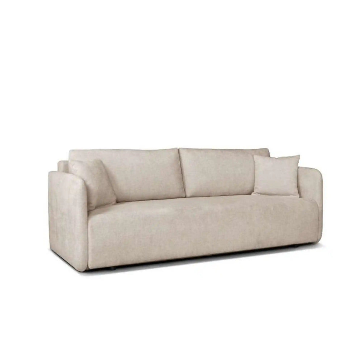 Canapea extensibila Allen, stofa catifelata crem - Monolith 02, cu lada depozitare, 217x98x92 cm