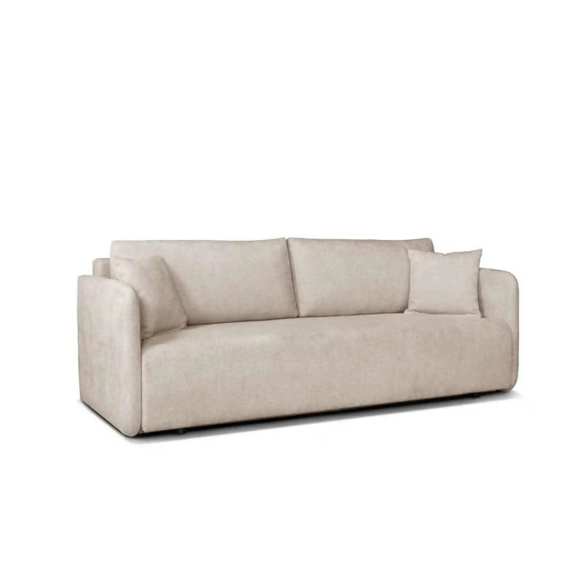 Canapea extensibila Allen, stofa catifelata crem - Monolith 02, cu lada depozitare, 217x98x92 cm