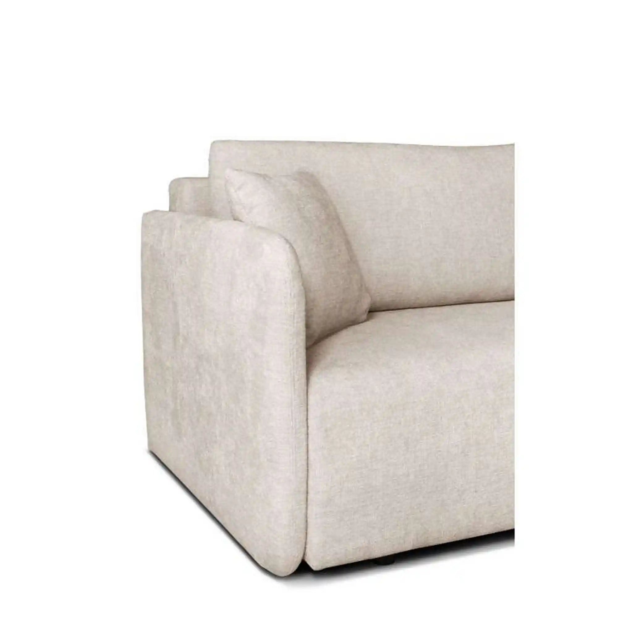 Canapea extensibila Allen, stofa catifelata crem - Monolith 02, cu lada depozitare, 217x98x92 cm