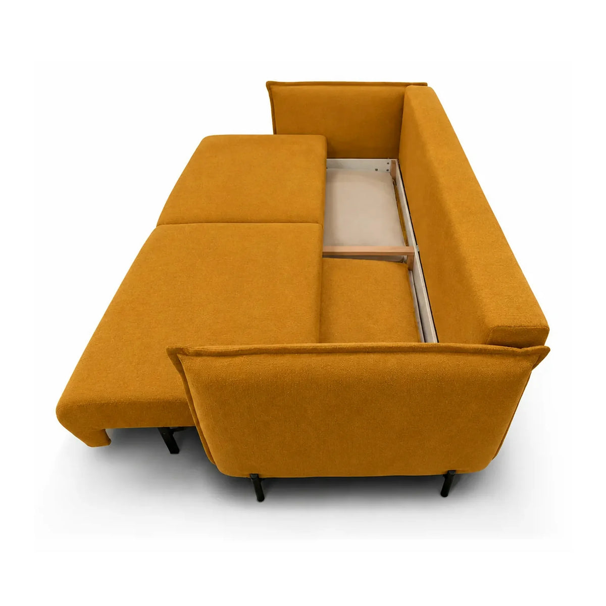 Canapea extensibila AMALFI, stofa galben - Soro 53, cu lada depozitare, 226x105x90 cm