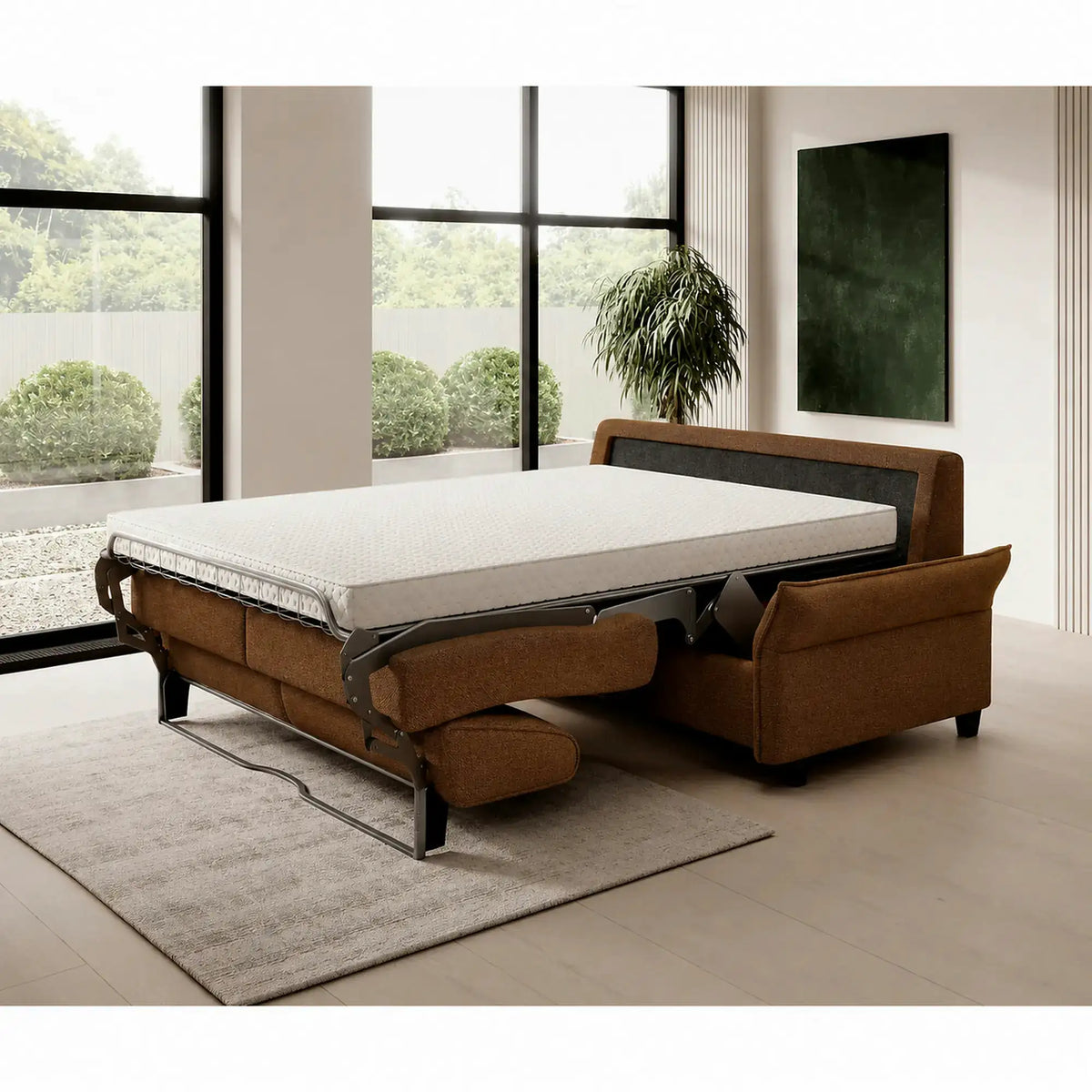 Canapea extensibila CANTO 160, stofa maro - Rosario 472, 218x106x82 cm
