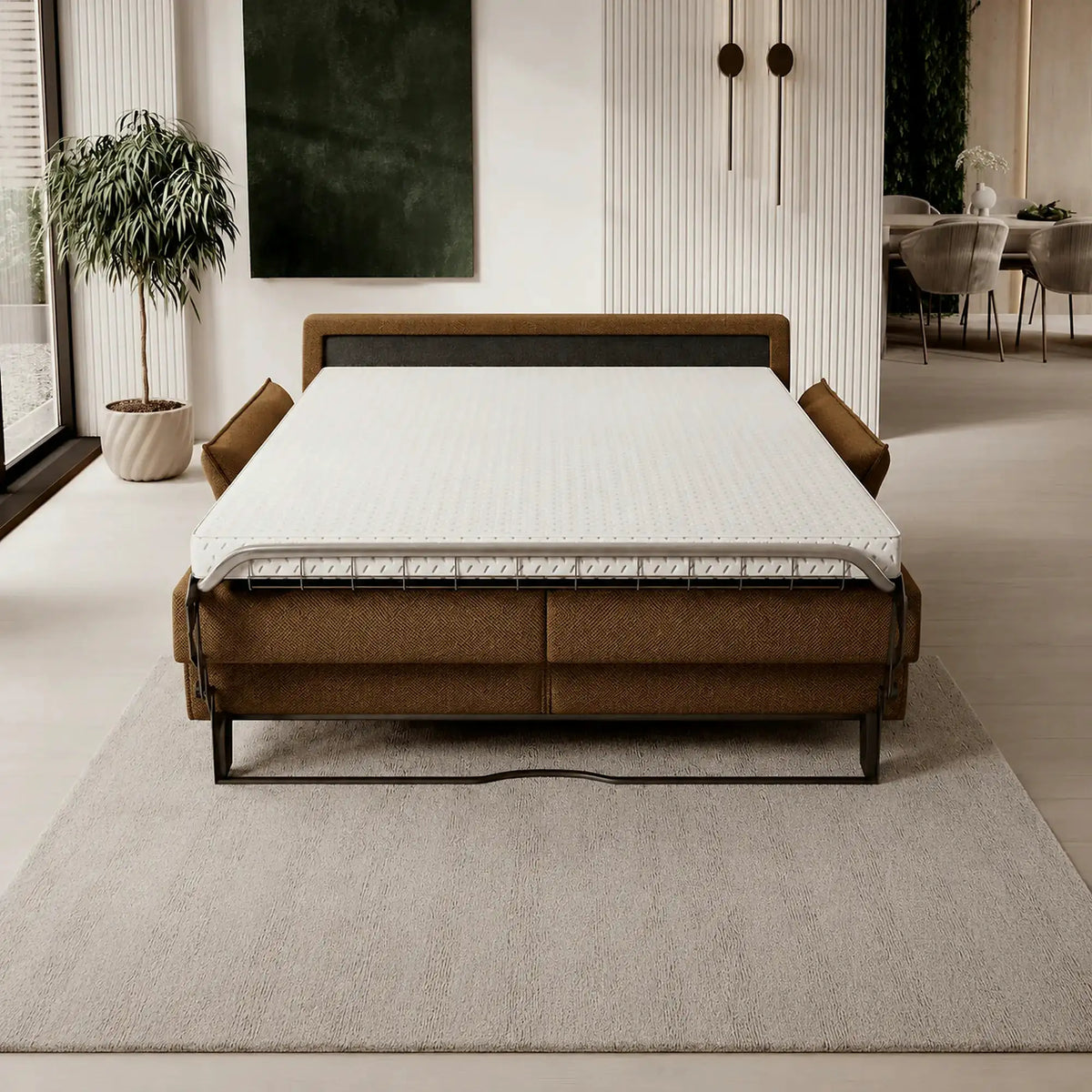 Canapea extensibila CANTO 160, stofa maro - Rosario 472, 218x106x82 cm