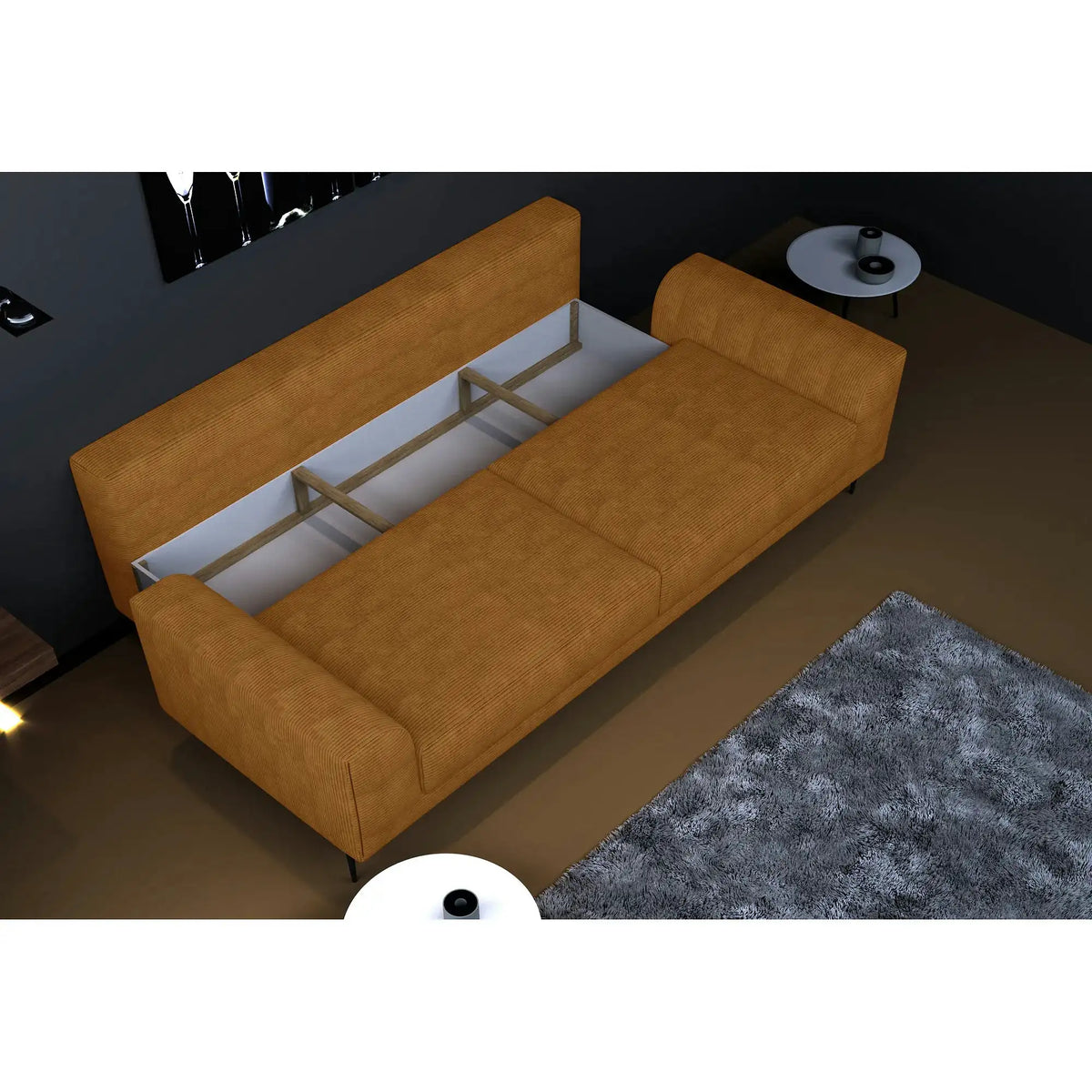 Canapea extensibila CAPITOL, personalizabila, cu lada depozitare, 250x105x89 cm