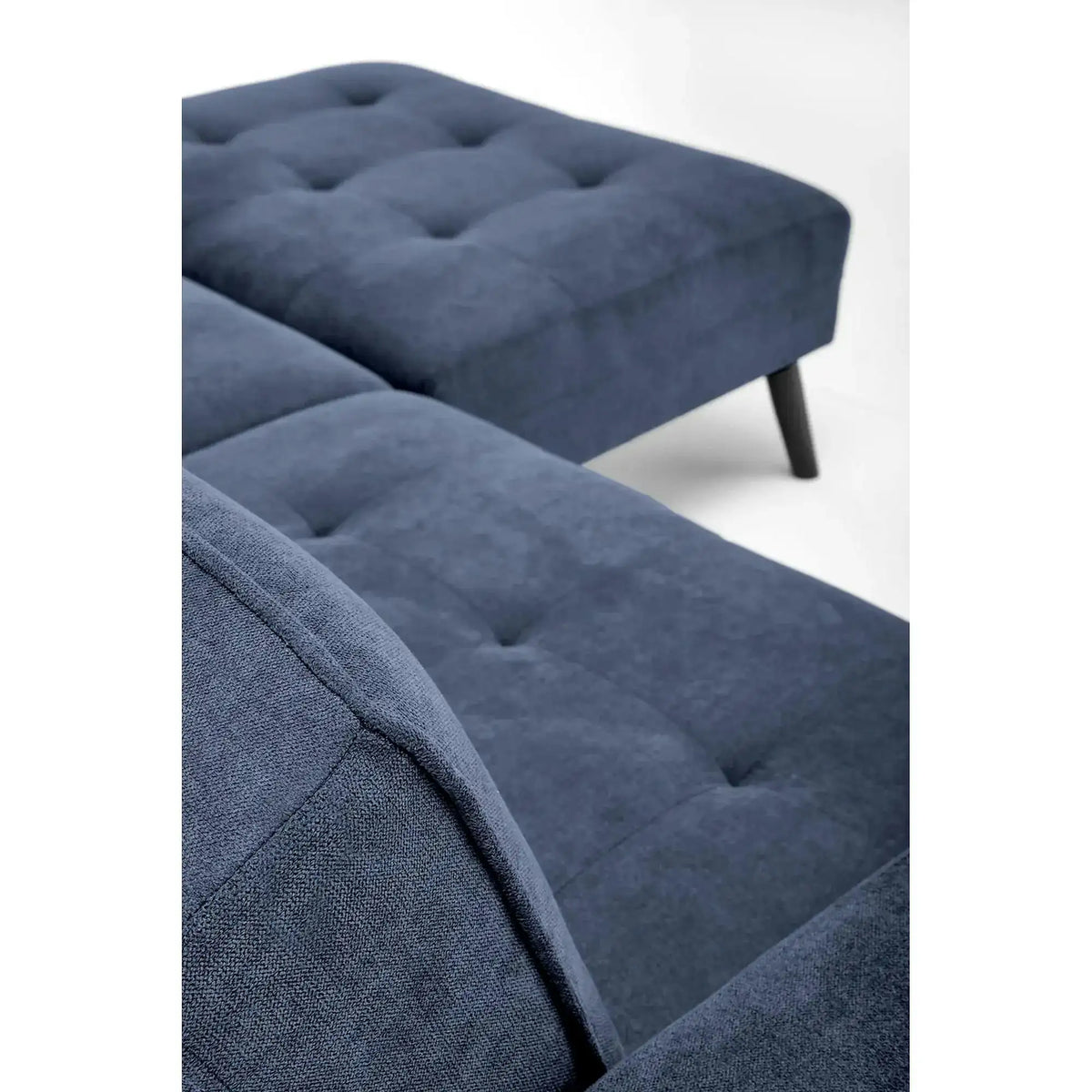 Canapea extensibila CORNELIUS, albastru/negru, stofa clasica/lemn, 200x153/167x80 cm