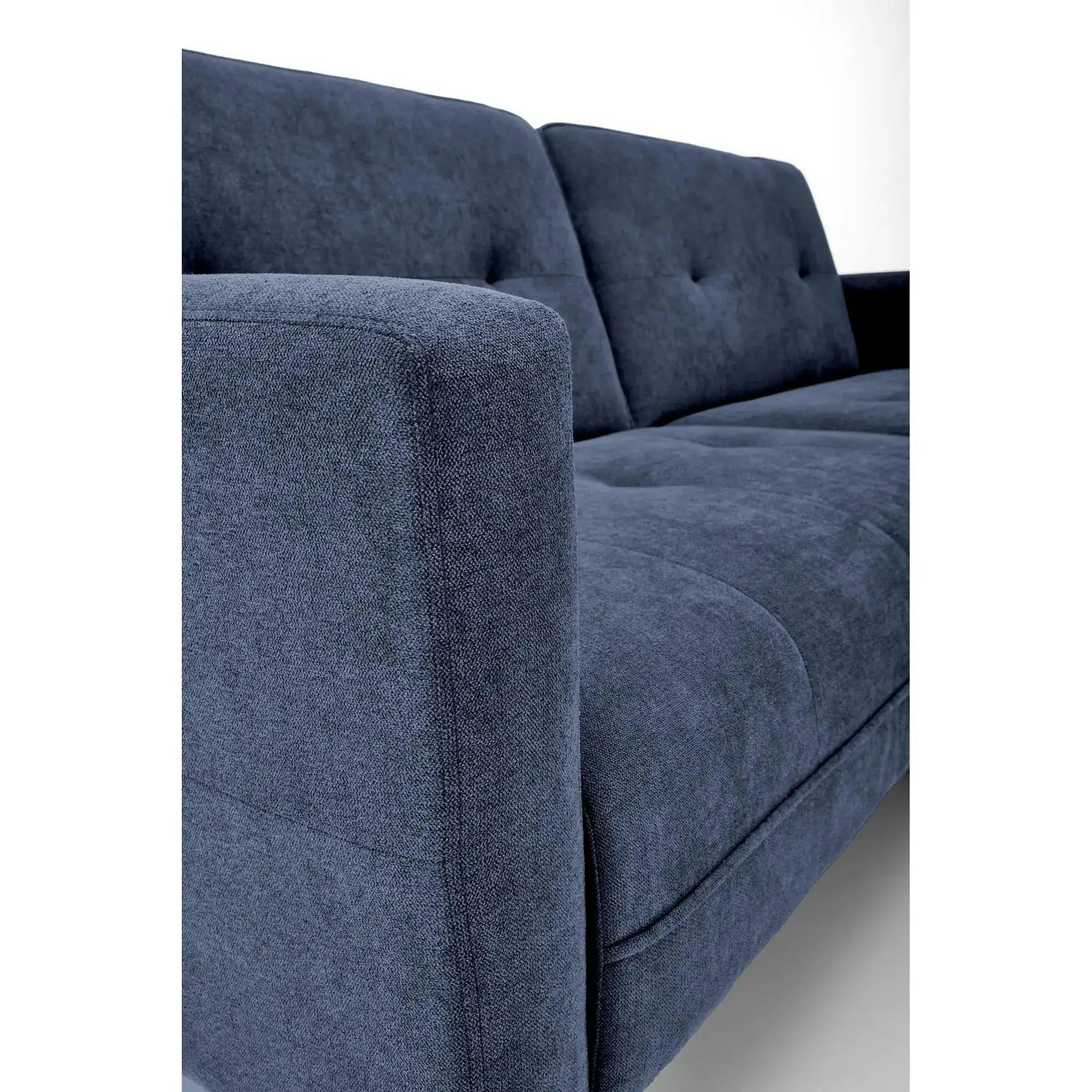 Canapea extensibila CORNELIUS, albastru/negru, stofa clasica/lemn, 200x153/167x80 cm