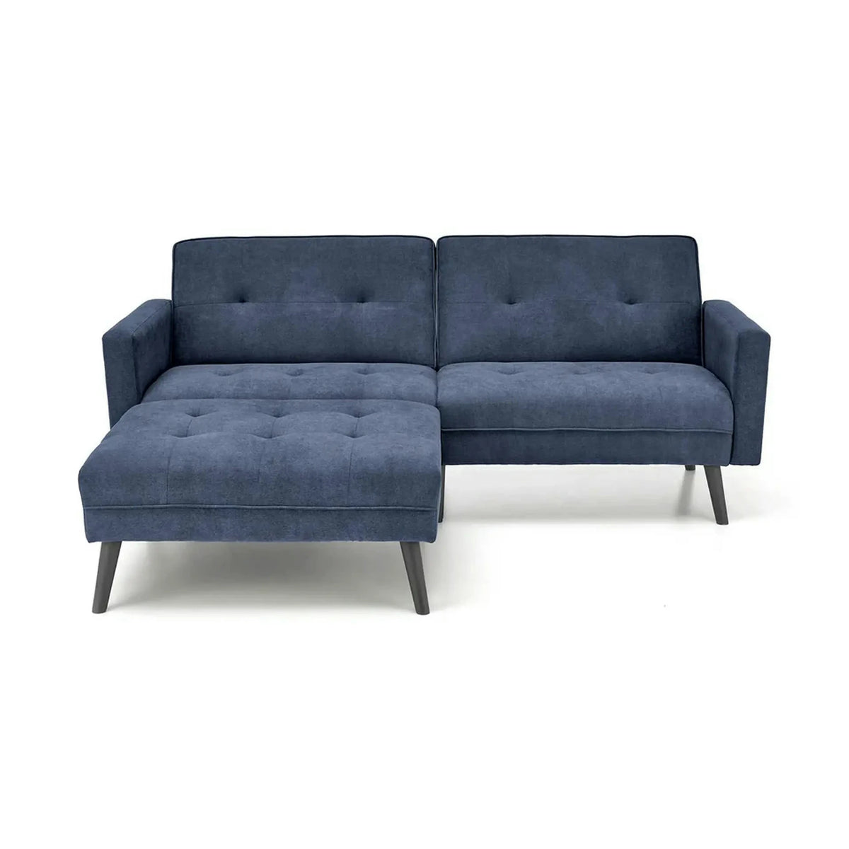 Canapea extensibila CORNELIUS, albastru/negru, stofa clasica/lemn, 200x153/167x80 cm
