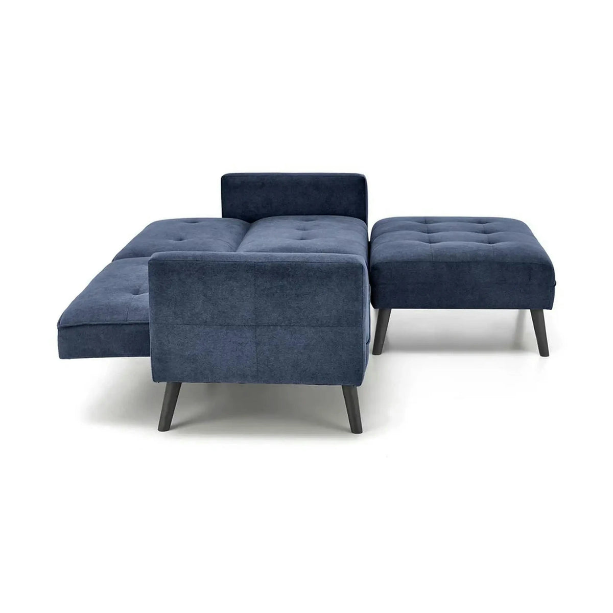 Canapea extensibila CORNELIUS, albastru/negru, stofa clasica/lemn, 200x153/167x80 cm
