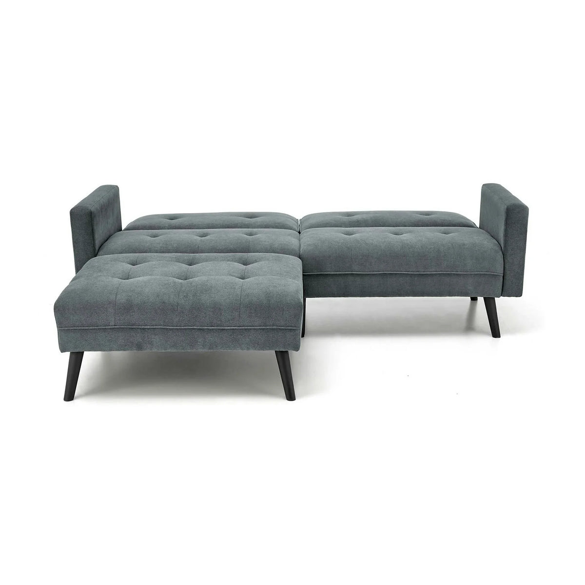 Canapea extensibila CORNELIUS, gri/negru, stofa clasica/lemn, 200x153/167x80 cm