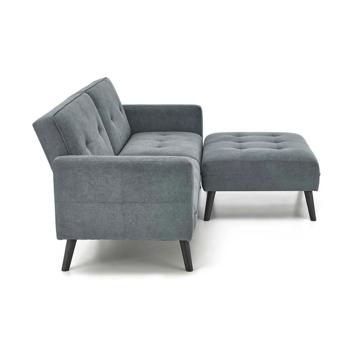 Canapea extensibila CORNELIUS, gri/negru, stofa clasica/lemn, 200x153/167x80 cm