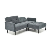 Canapea extensibila CORNELIUS, gri/negru, stofa clasica/lemn, 200x153/167x80 cm