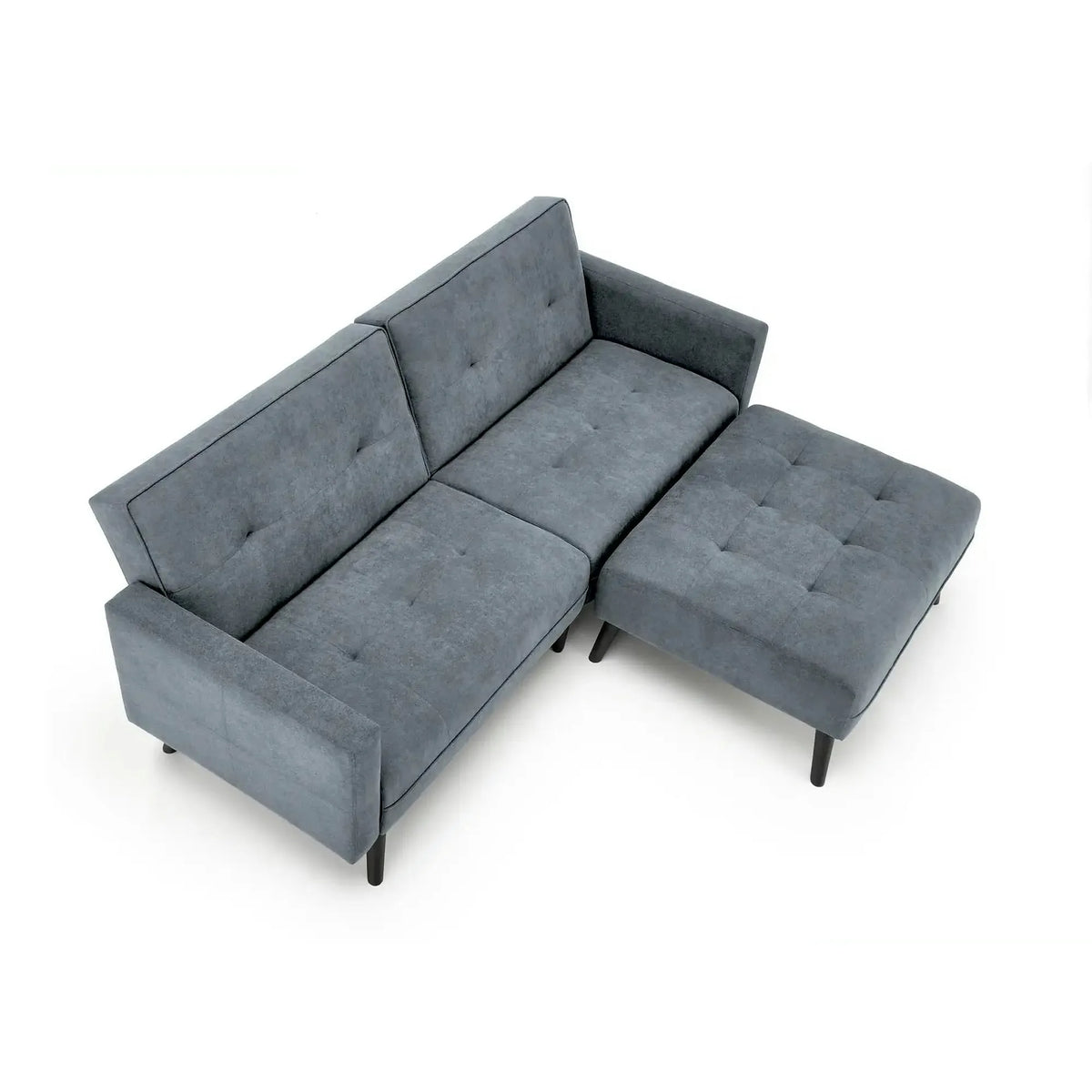 Canapea extensibila CORNELIUS, gri/negru, stofa clasica/lemn, 200x153/167x80 cm