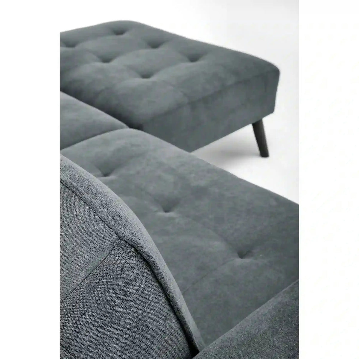 Canapea extensibila CORNELIUS, gri/negru, stofa clasica/lemn, 200x153/167x80 cm