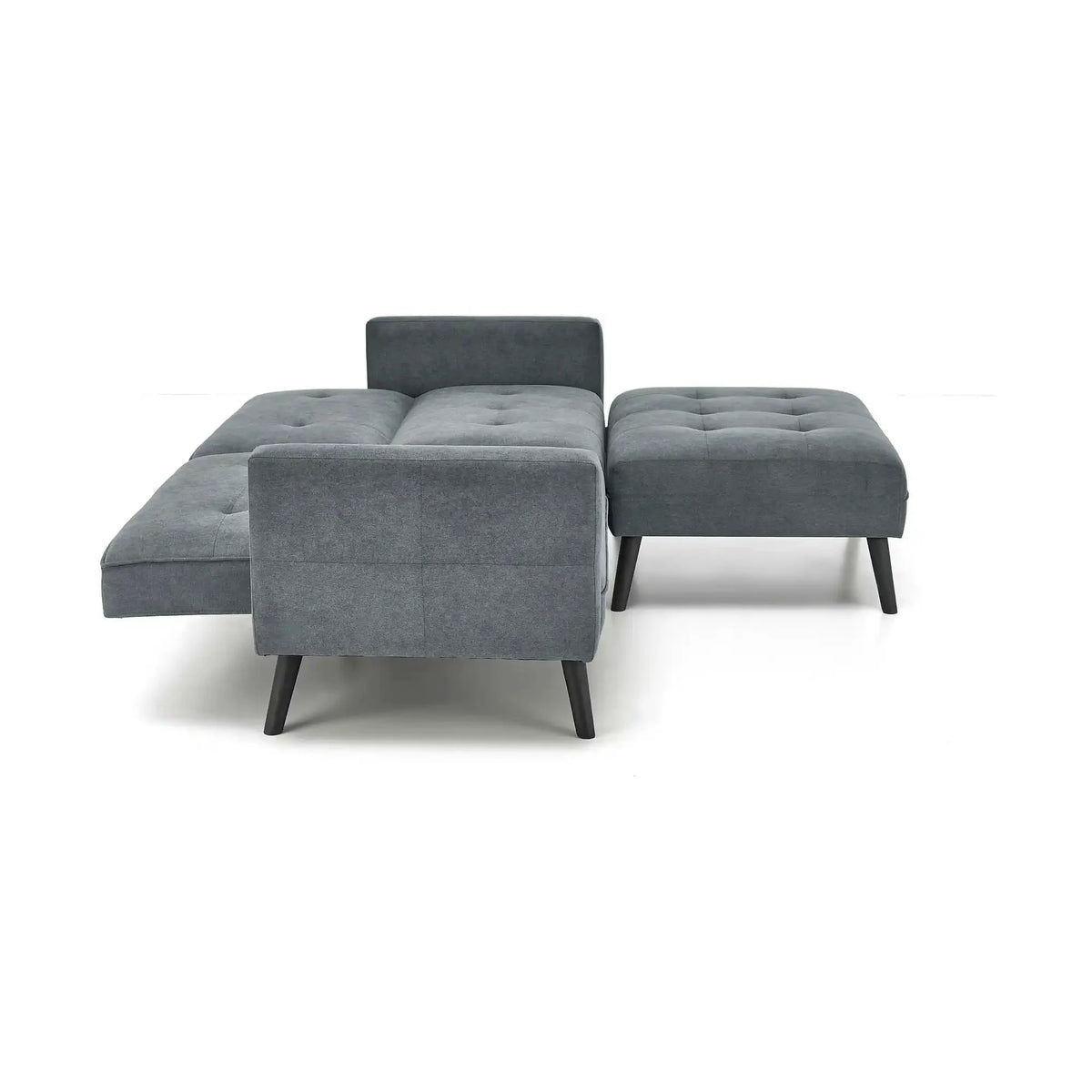 Canapea extensibila CORNELIUS, gri/negru, stofa clasica/lemn, 200x153/167x80 cm