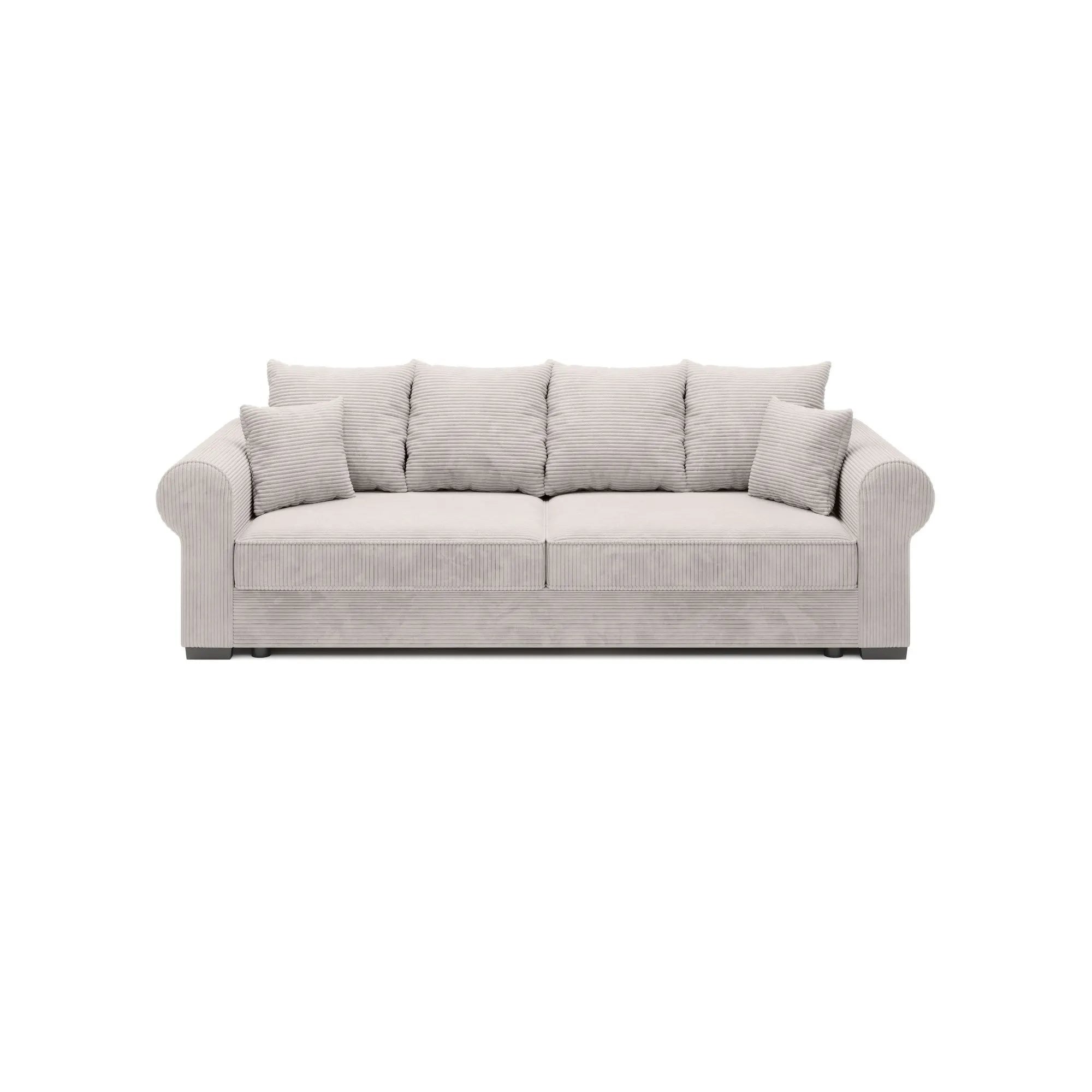 Canapea extensibila DELUXE NEW, stofa catifelata maro deschis - Palladium 04, gama Premium, cu spatiu depozitare, 248x102x88 cm