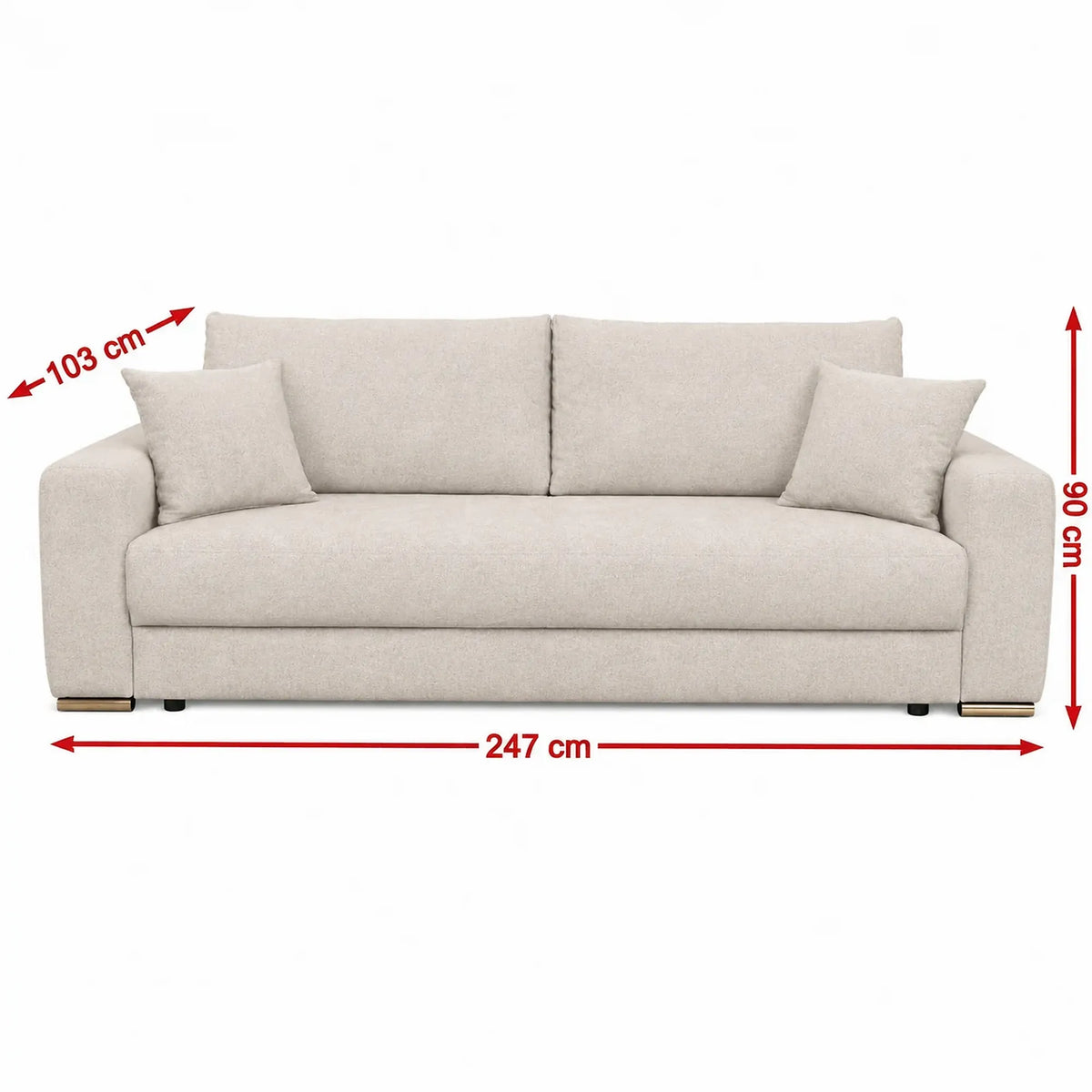 Canapea extensibila GENF, stofa catifelata bej - Element 17, cu lada depozitare, 247x103x90 cm