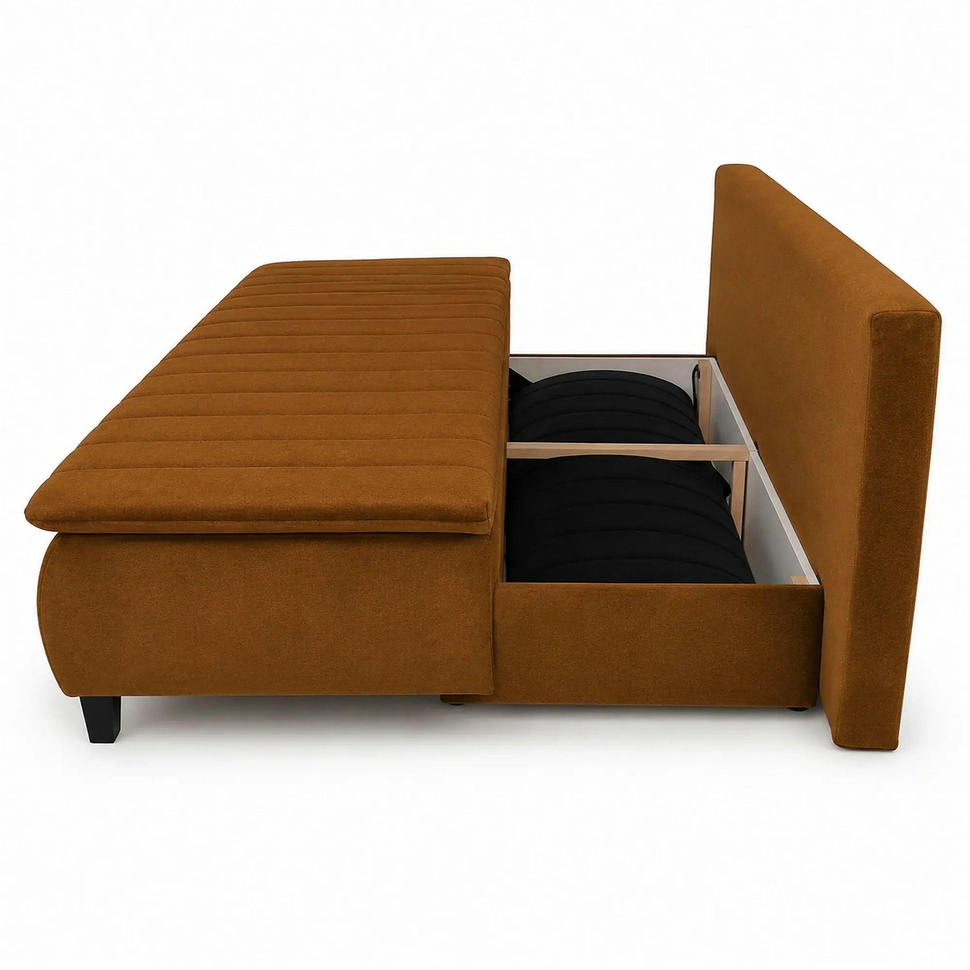 Canapea extensibila HARRY, stofa catifelata maro - Element 07, cu lada depozitare, 208x102x96 cm