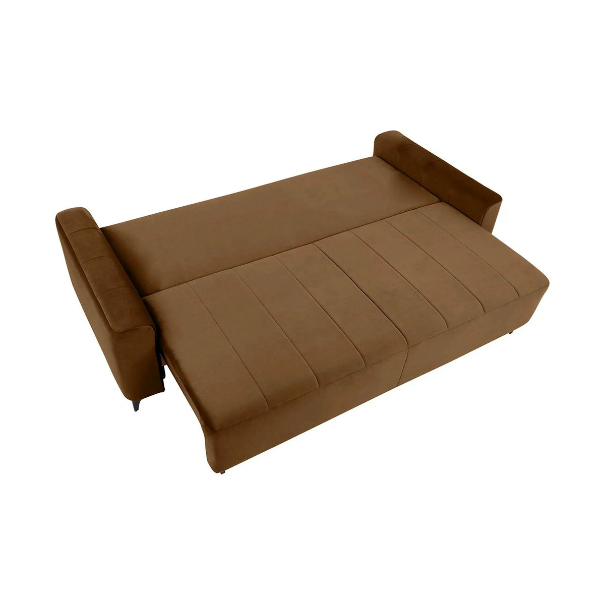 Canapea extensibila KAMARI, stofa catifelata maro - Element 07, 235x108x93 cm