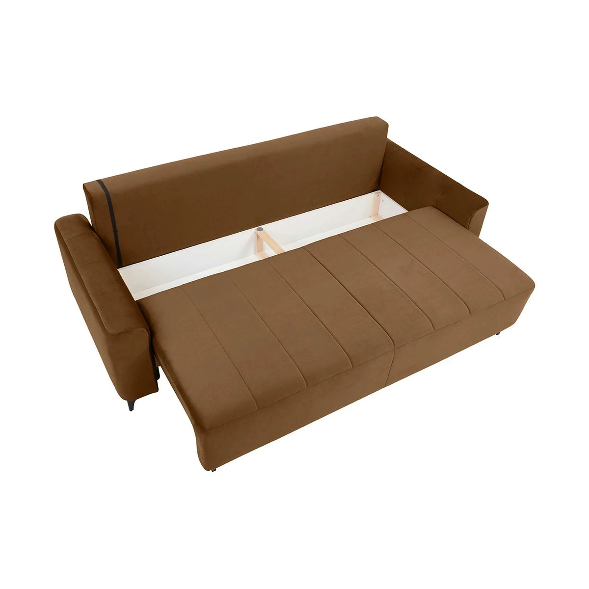 Canapea extensibila KAMARI, stofa catifelata maro - Element 07, 235x108x93 cm