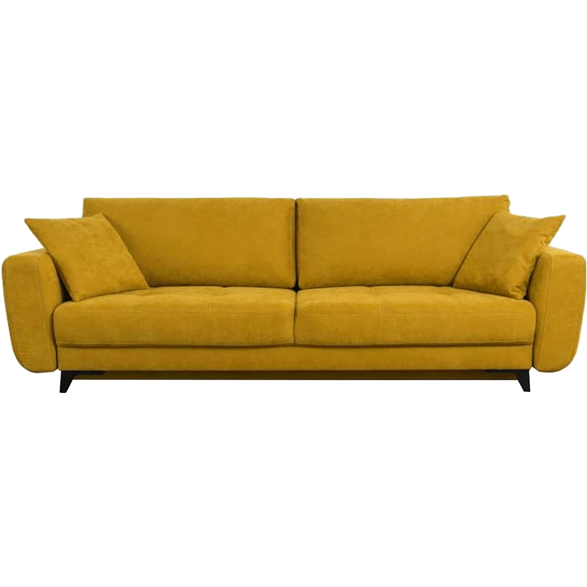 Canapea extensibila KARISA, stofa catifelata galben - Salvador 09, Stofa de Lux, cu lada depozitare, 241x113x91 cm