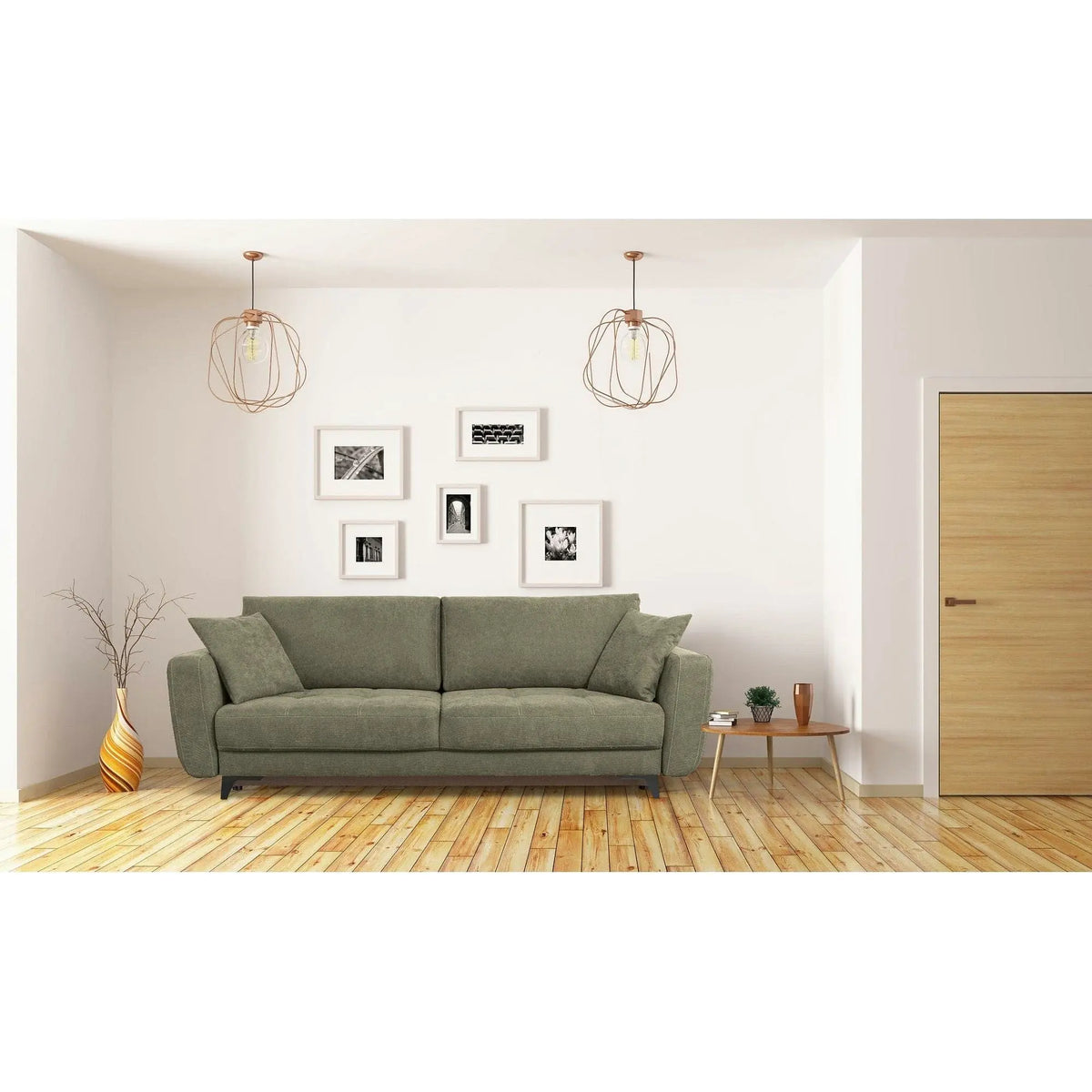 Canapea extensibila KARISA, stofa verde - Element 11, cu spatiu depozitare, 241x113x91 cm