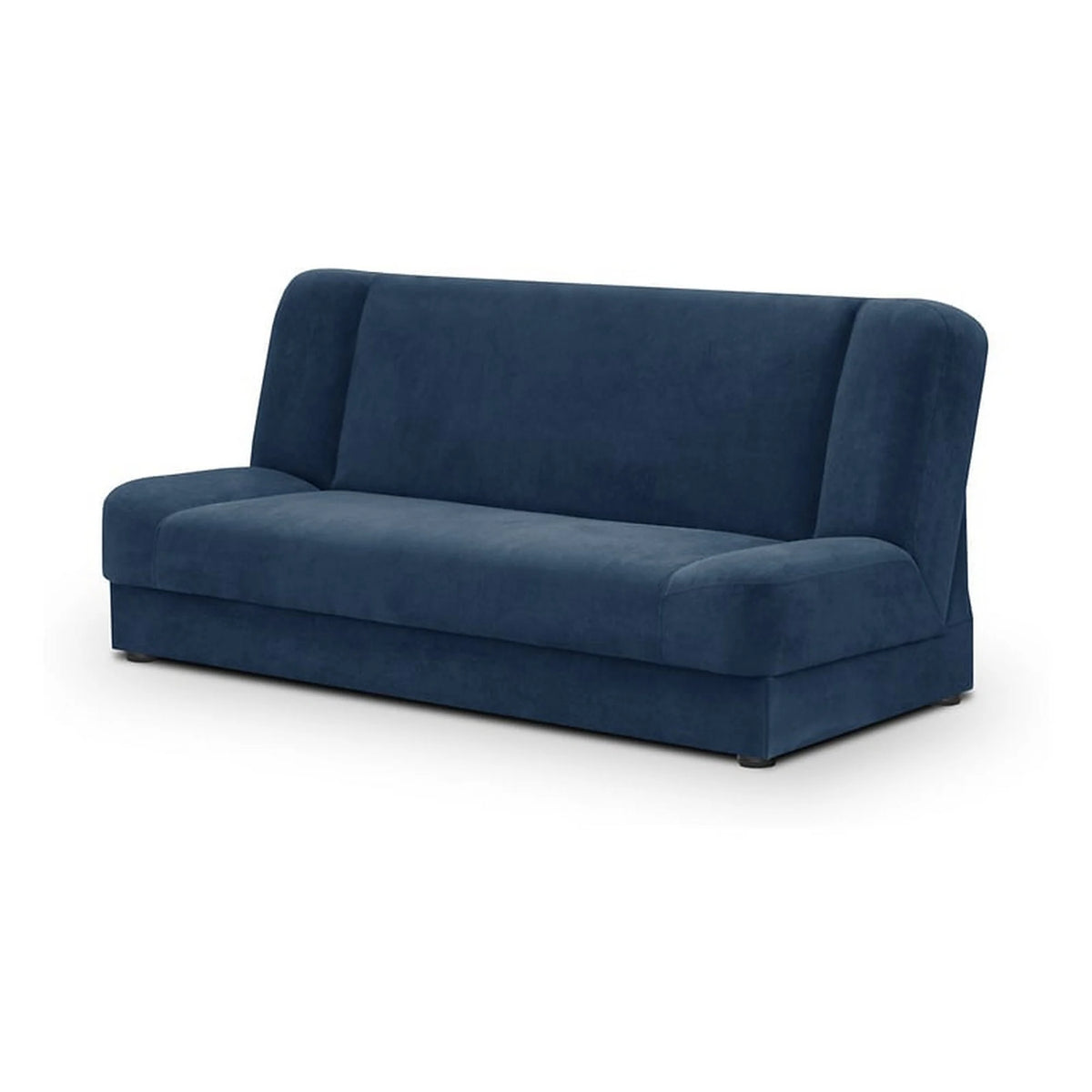 Canapea extensibila LAMI, stofa catifelata albastru - Soft 16, cu lada depozitare, 190x85x87 cm