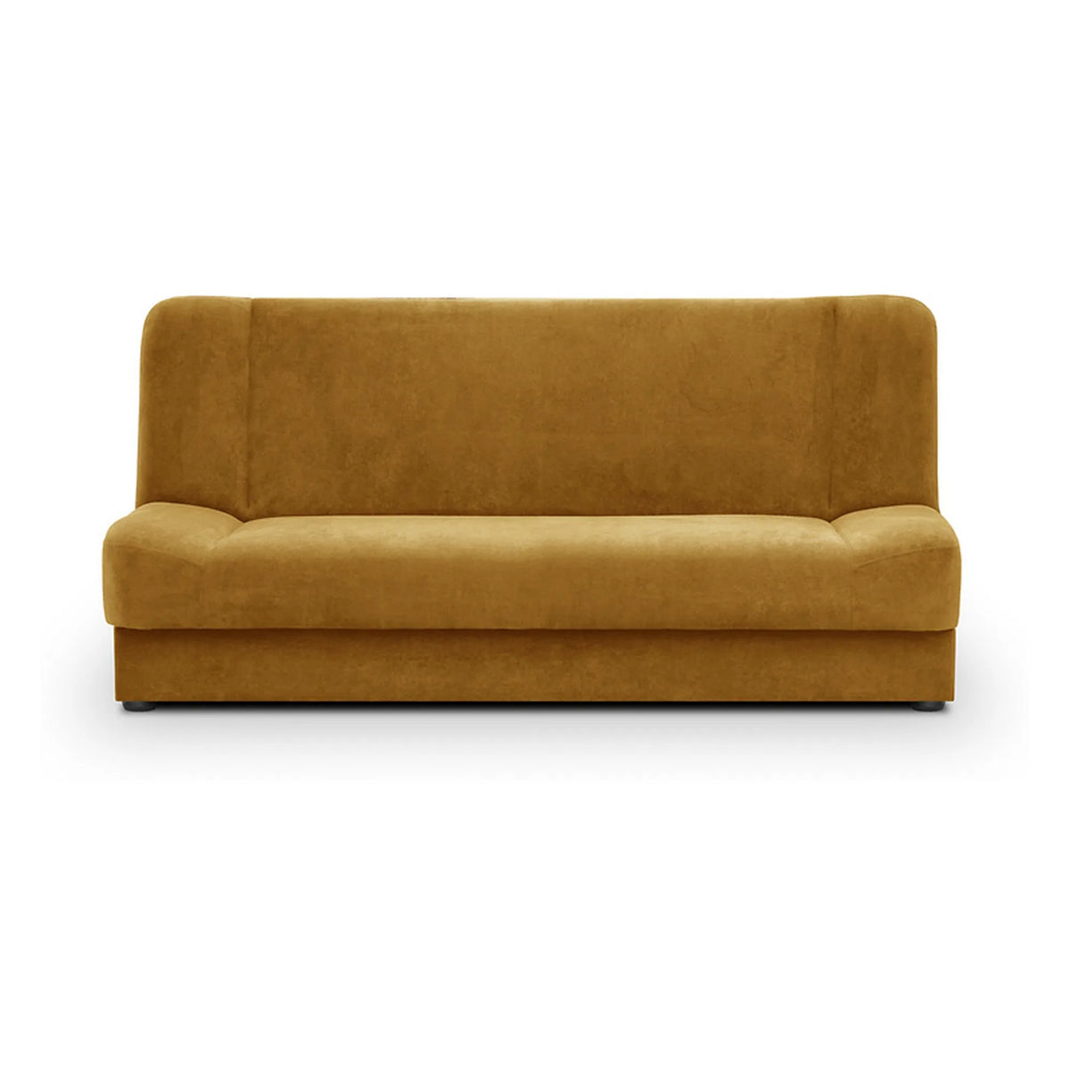 Canapea extensibila LAMI, stofa catifelata galben - Soft 09, cu lada depozitare, 190x85x87 cm